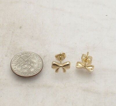3D Schleifen Ohrstecker mit Steckpfosten echt massiv 10K Gelbgold