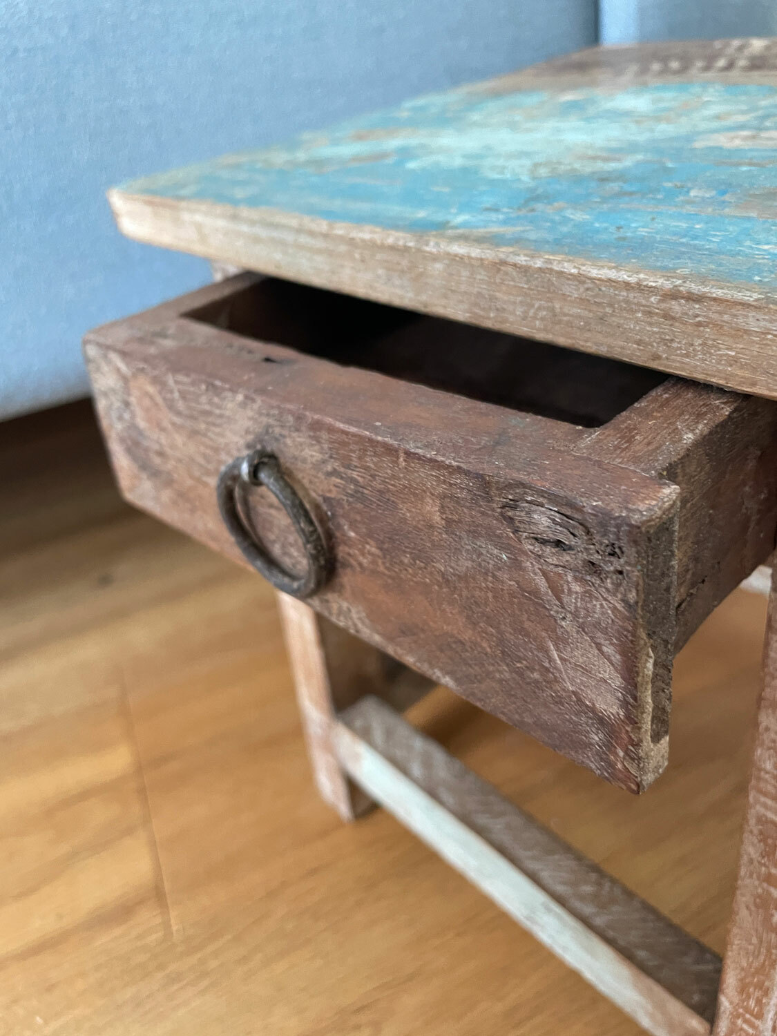 Vintage Holz Nachttisch Schublade 30cm Recycelt Nachtschrank Nachtkommode