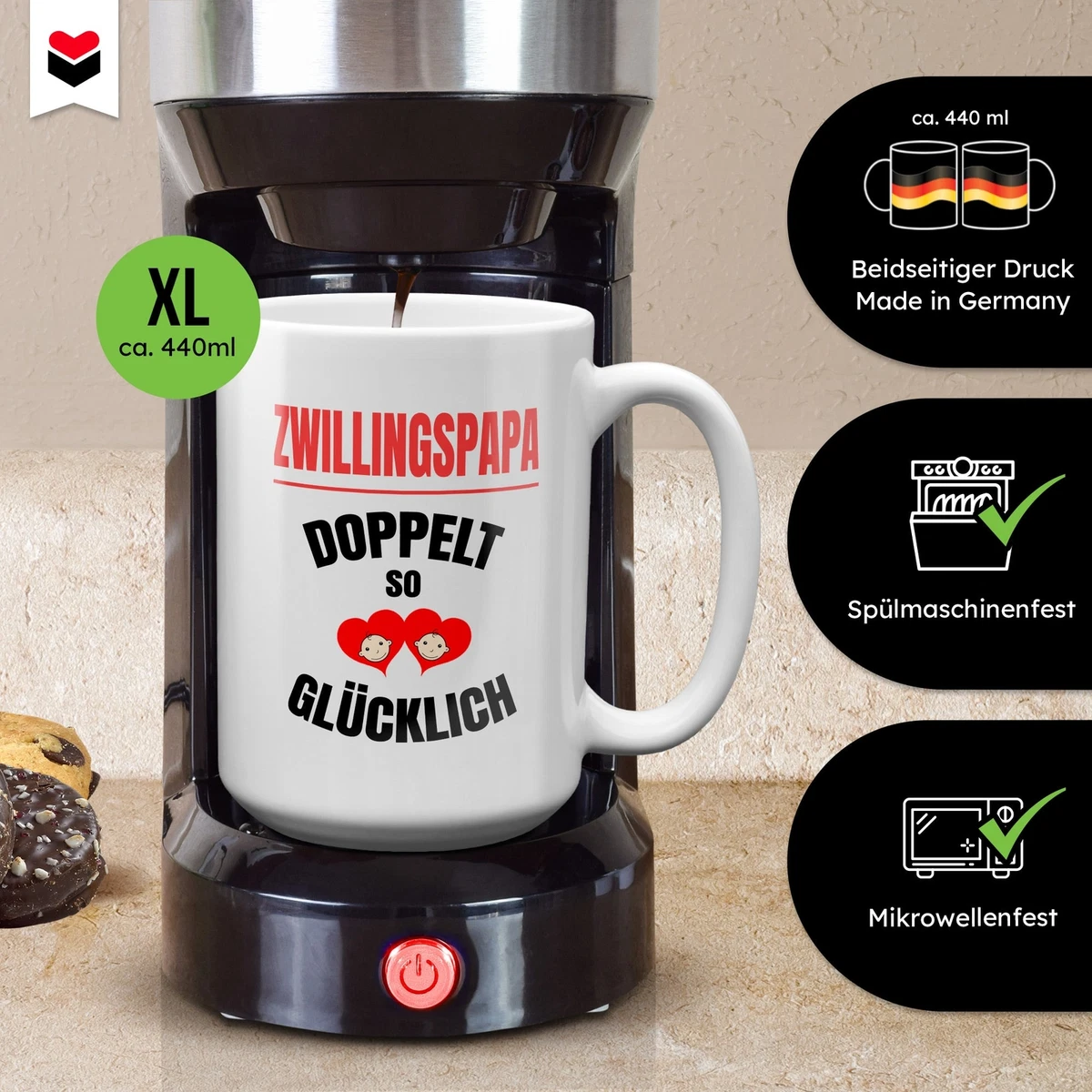 XL Tasse Zwillingspapa Geschenk Vatertag Geburstag Vater von Zwillingen Mann