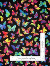 Butterfly Fabric Butterflies Black Digital Cotton Timeless Treasures CD8844 Yard