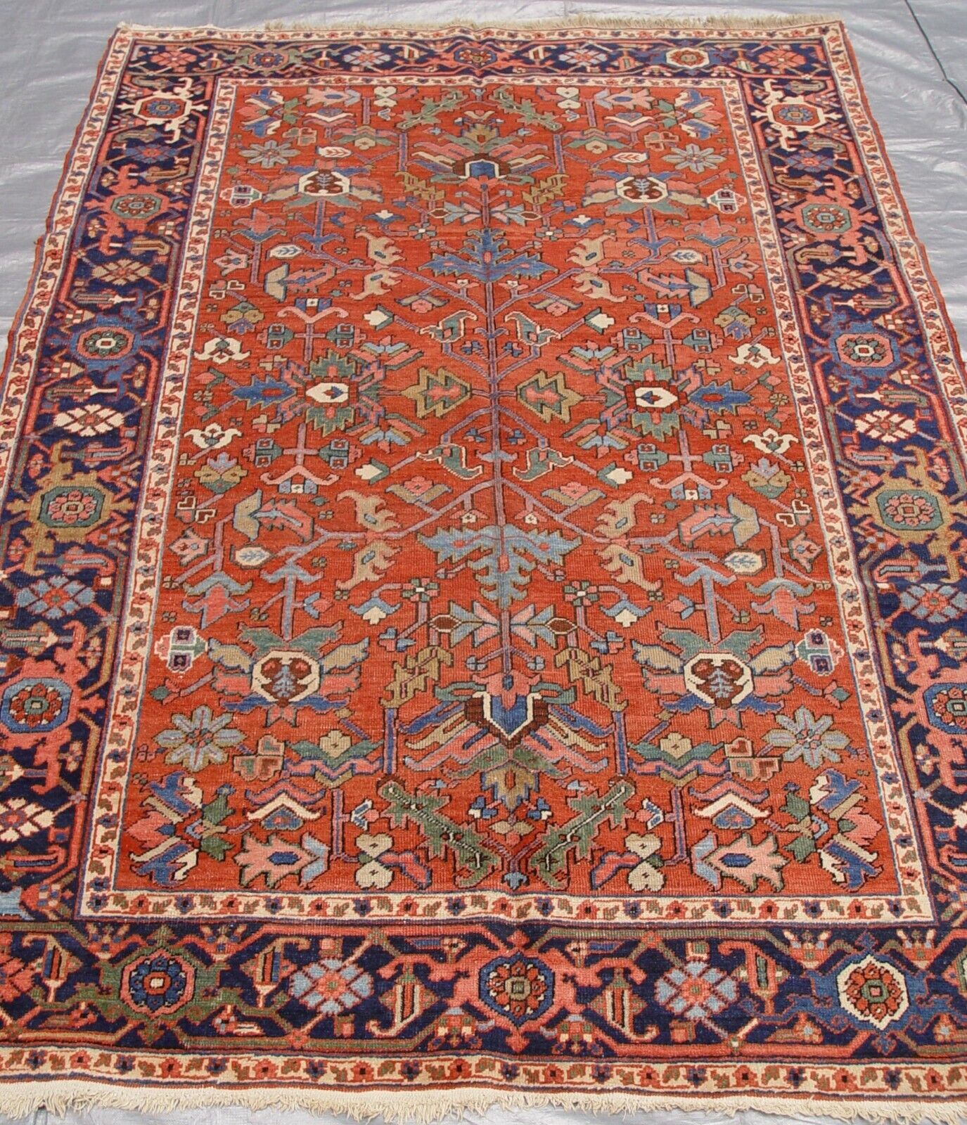 6' x 9' ANTIQUE 1900s HERIZZ SERAPII TRIBAL HAND KNOTTED WOOL ORIENTAL RUG 