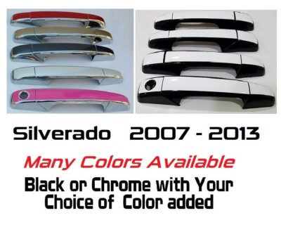 Custom Black OR Chrome Door Handle Overlays 2007-2013 Chevy Silverado U PICK CLR