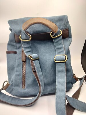 Acacia Blue Canvas Backpack Leather Adjustable | eBay Acacia Blue Canvas Backpack Leather Adjustable | eBay