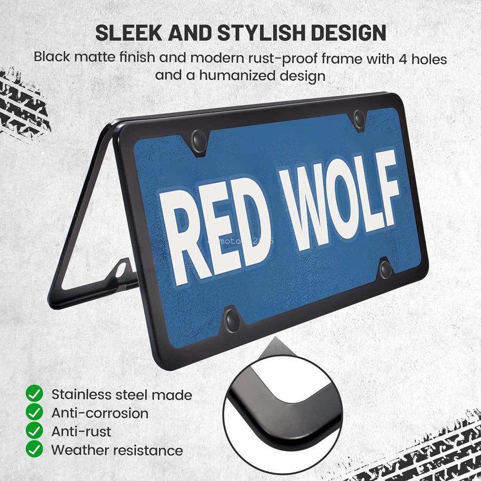 Marco de matrícula de acero inoxidable negro para Audi A4 A5 A6 A7 A8 Foto 4 de 4