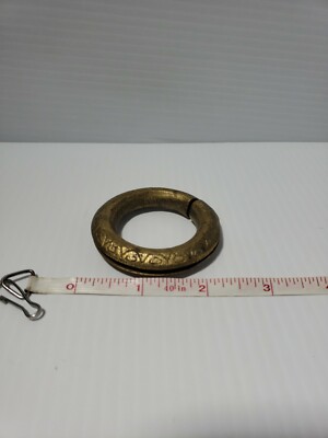 Antique Indian Brass Handcarved Baby Rattle Bracelet Round Old
