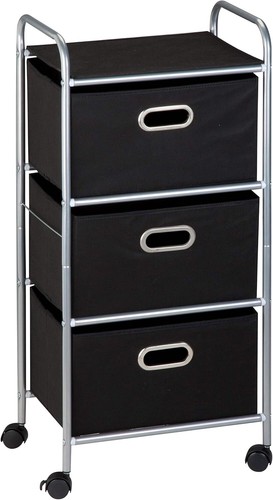 New- 3 Drawer Rolling Cart - Blk CRT-02184 Black, 11.5"D x 16.13"W x