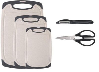 Skerito 3-teiliges Schneidebrett-Set plus Schäler & Schere - Neu im Paket