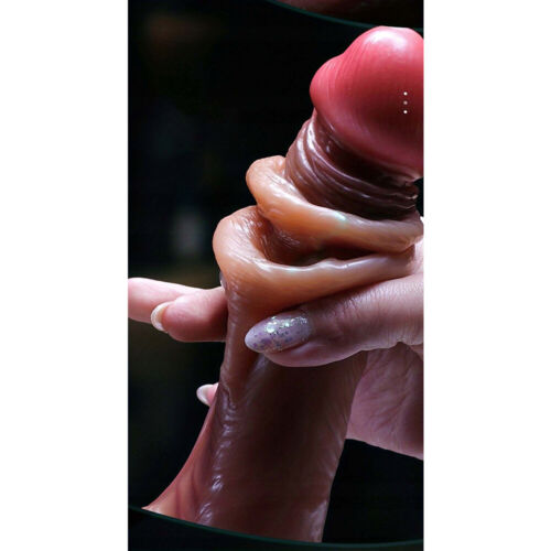 18 cm großer realistischer ungeschnittener Dildo Silikondildo Vorhaut mit Hoden - Bild 22 von 24