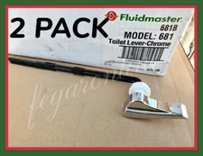 2 PACK Fluidmaster 681 Toilet Tank Lever, Plastic Arm, Chrome Handle 12" 681B