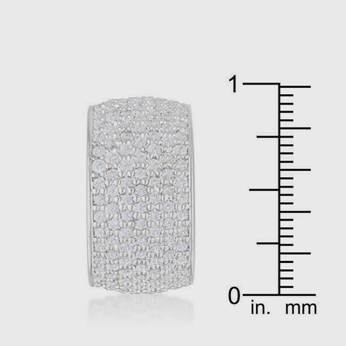 Band Ring 1/2" Wide, Pave Sparkly Cubic Zirconia-Silver-tone-Shiny-3ctw-NWT - Picture 6 of 6