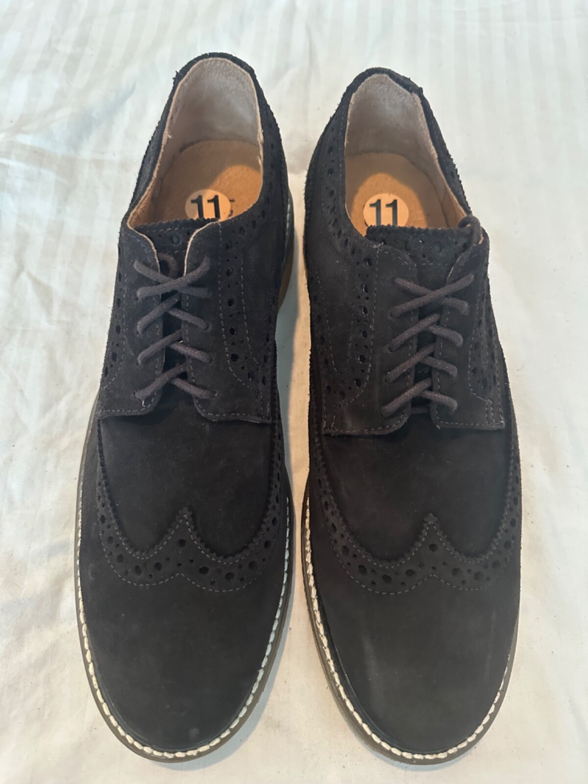 SAOLA NUOVISSIME da uomo rare JD Fisk marroni in pelle scamosciata taglia 11