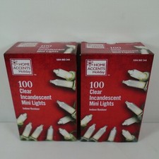 2-Box 100 Clear Incandescent Mini Lights 20 Ft 7.5" Length Home Accents Holiday