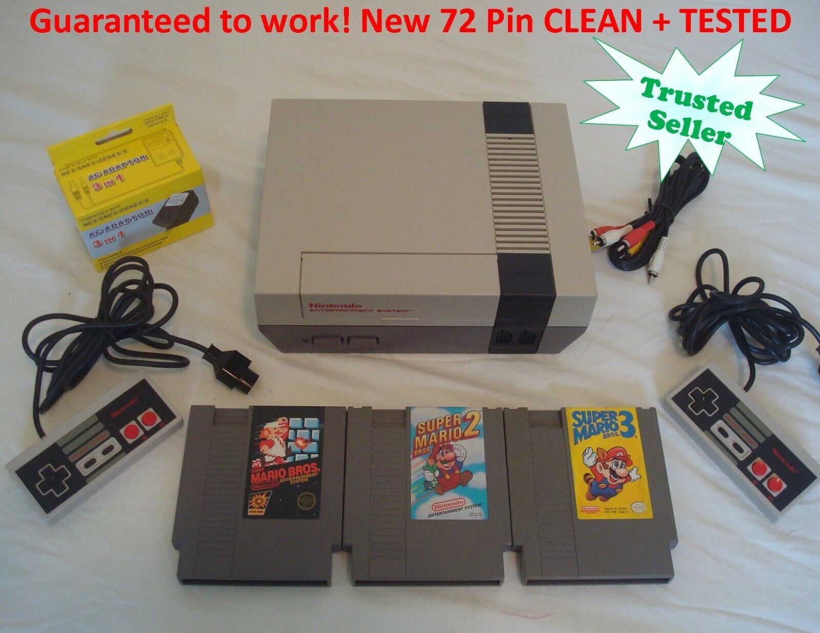 NINTENDO NES CONSOLE ORIGINAL SYSTEM GAMES SUPER MARIO 1 2 3 +YOU PICK  BUNDLE+