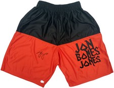 JON BONES JONES AUTOGRAPHED RED BOXING TRUNKS...