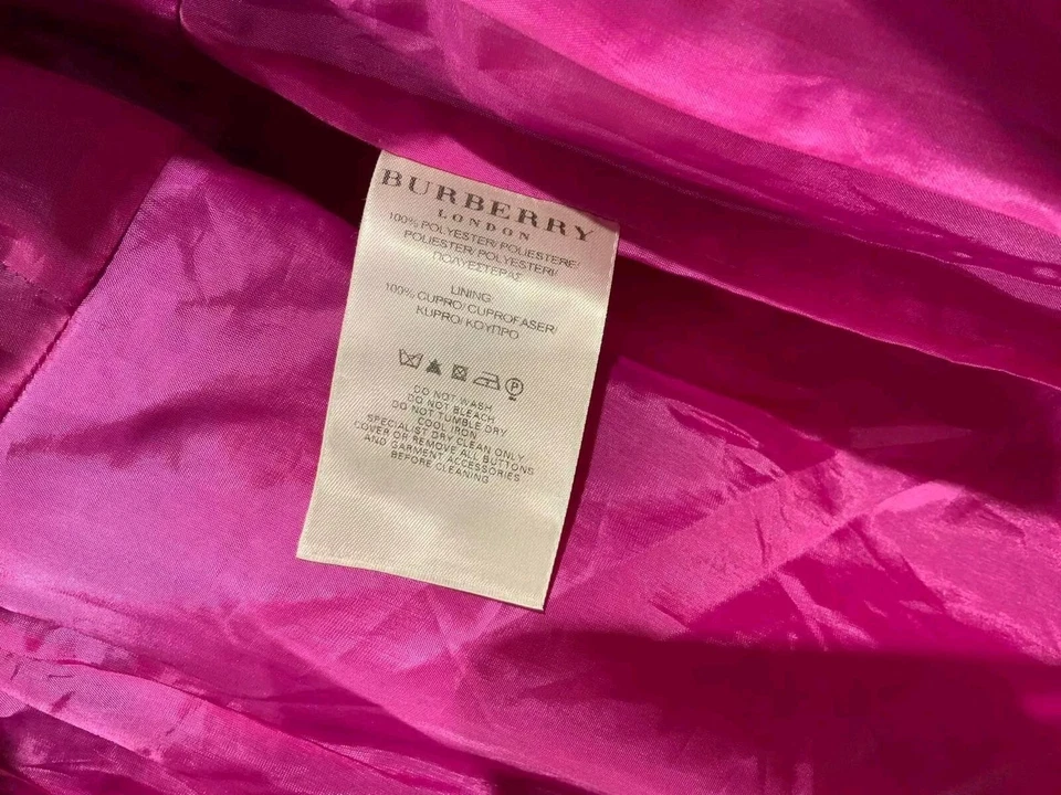 Burberry Veste Longue Rose Pour Femme Taille 44IT Très Bon État 100% Polyester  - Photo 4/4