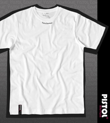 T-shirt Homme Pistol Boutique Blanc Uni - Col Rond, Logo Badge, 100% Coton