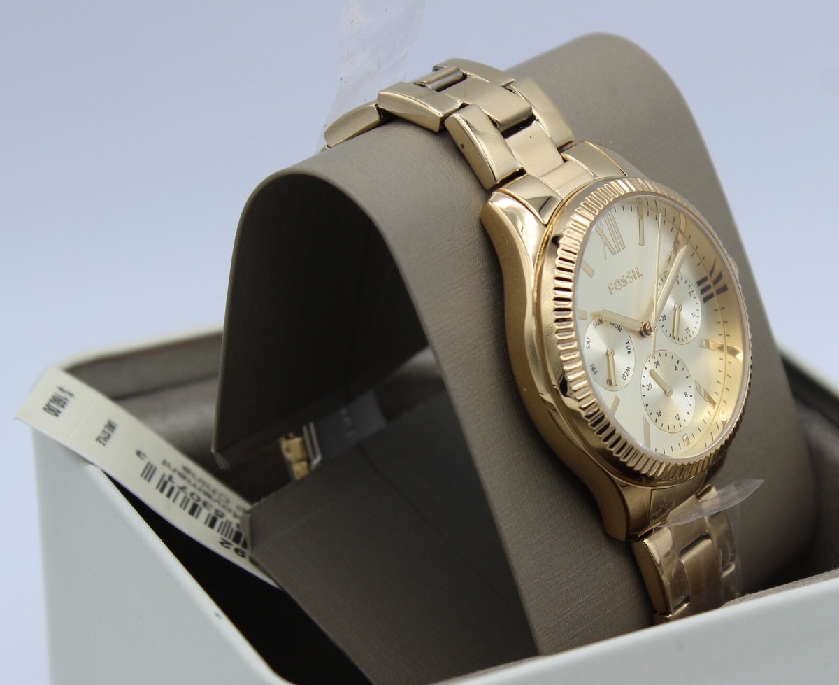 NEW AUTHENTIC FOSSIL RYE MULTIFUNCTION GOLD CHRONOGRAPH WOMEN 