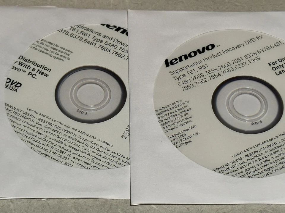 EC. IBM/LENOVO T60/61-R60/61 (Lenovo + VISTA SP1 + Extra) - 32Bit Restore Disks - Image 4 of 4