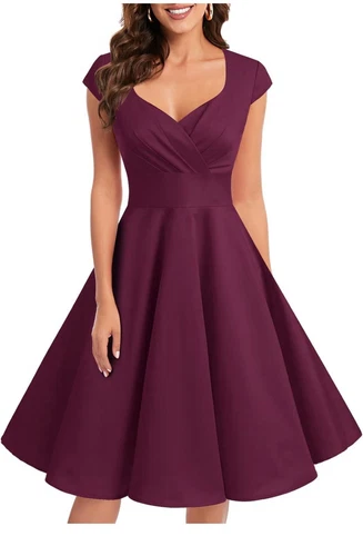 Bbonlinedress Women Short 1950s Retro Vintage Cocktail Party Swing Dress SZ Med