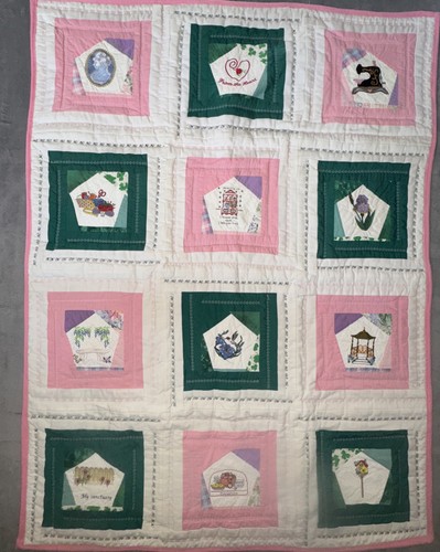 HAND MADE QUILT/Blanket Flower/Sewing Grandma Cottagecore Country USA Embroider - Bild 15 von 15