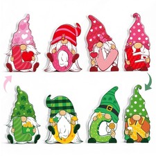 Valentines  St Patricks Day Decorations, 4 Pcs Double-sided Love  Luck Gnome