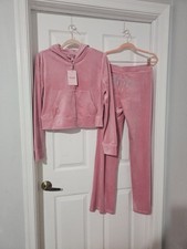  199 NWT Size L JUICY COUTURE BLING Velour TRACKSUIT -Rose Pants Hoodie