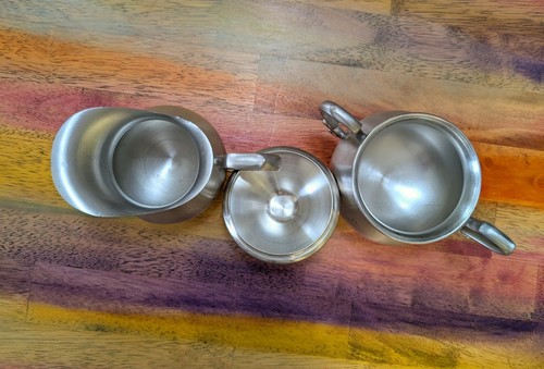 ⭐ Vintage Zinn Sahne & Zucker Teeservice WEB Silber CO 1136 Krug, Schüssel, Deckel - Bild 5 von 10