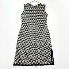 VALENTINO Tuttala V All-Over Jacquard Knit Dress Women Black Ivory Vintage