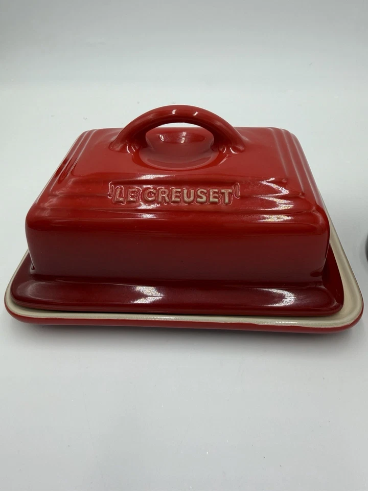 Le Creuset Stoneware Red Butter Dish & Butter Bell Crock Red Set 2 PCs - Image 3 of 4