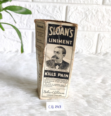 Vintage Sloan's Liniment Werbe Schmerzmittel Pappkarton Leer USA CB247