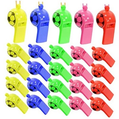 PENTA ANGEL Sports Whistles with LanyardPcs Soccer Pattern Loud 25 Mixed Color