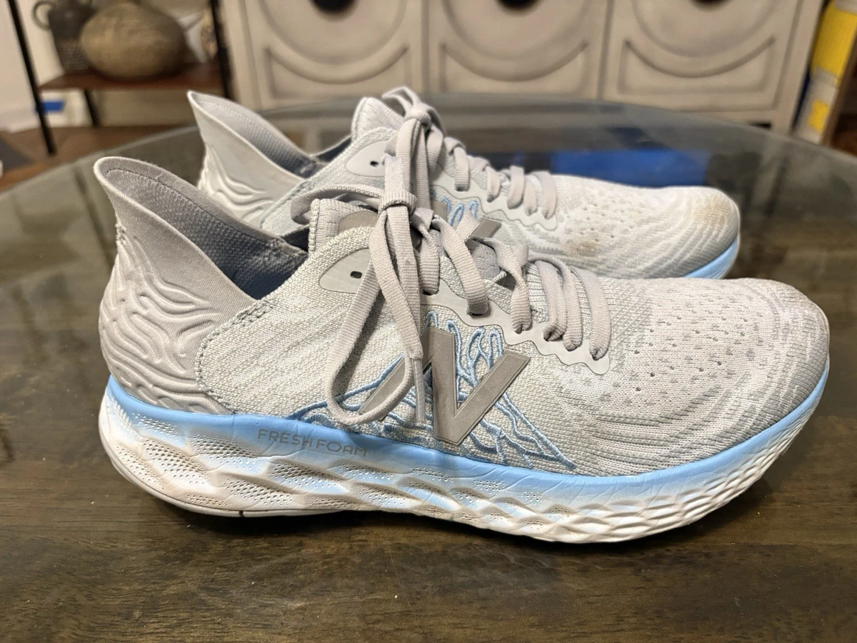 Zapatilla deportiva para correr New Balance 10 gris/azul/blanco de malla baja con cordones para hombre