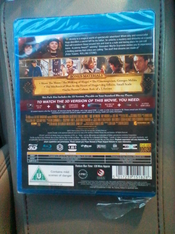 Hugo 3D Blu-ray (2011) - Martin Scorsese - NEW/SEALED - Image 2 of 2