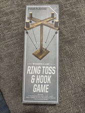 Hook and Ring Game with Shot Ladder, Ring Toss Game for Adults, Wooden Ring Hook