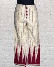 1970s Vintage Cotton Hippie Bellbottom Pants Pinstripe Women's Size Small