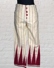 1970s Vintage Cotton Hippie Bellbottom Pants Pinstripe Women's Size Small