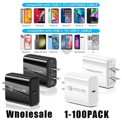 Wholesale PD Fast Charger Block Wall USB Charger Cube For iPhone iPad Samsung US