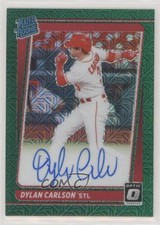 2021 Panini Donruss Optic Green Mojo Prizm 30/99 Dylan Carlson #RRS-DC Auto v6p