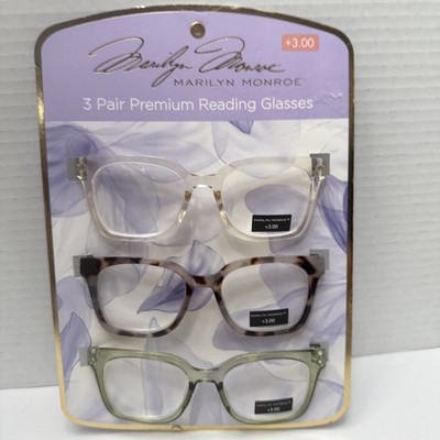 Marilyn Monroe 3-PACK Premium Reading Glasses Readers +3.00 NEW