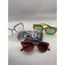 Set of 4 Fun Novelty Sunglasses Rhinestone Clear Pink Green Yellow Sunglasses