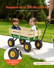 Pull-Along Wagon for Kids, 39 inch Toddler Wagons with Wooden Panels Handle, S
