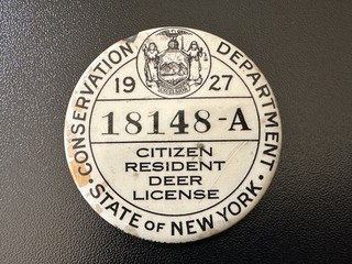 1927 NEW YORK CONSERVATION DEPARTMENT CITIZEN RESIDENT DEER HUNTING LICENSE