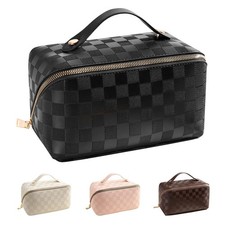 Large Capacity Makeup Bag, Travel Cosmetic Bag, PU Leather Makeup Pouches for...