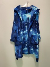 Lands' End Blue Galaxy Fleece Hooded Robe