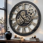 The Gears Clock AMERICA LINE WALL CLOCK ROUND 24 INCH VINTAGE BLACK