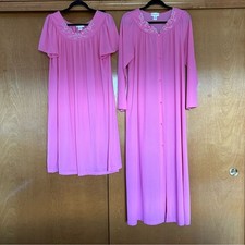 Vintage Shadowline Pink Nightshirt  Gown Set Size Medium