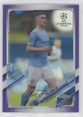 2020 Topps Chrome UEFA Champions League Purple Refractor 76/250 Phil Foden 0p3q