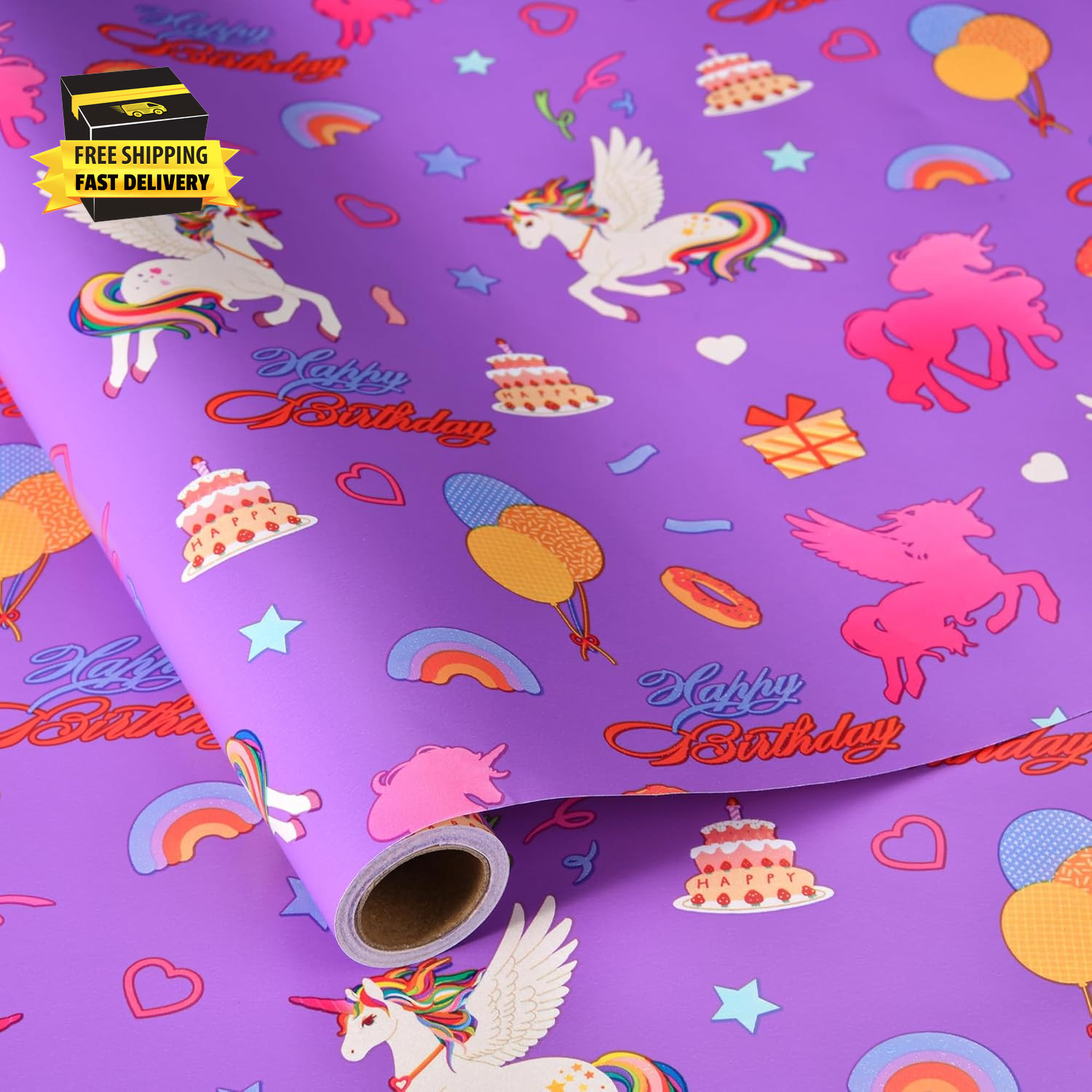 Roll - 17" X 16.4 Ft - Purple Magical Horse Gift