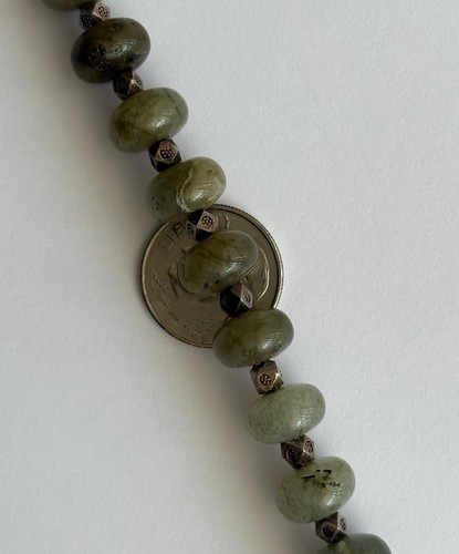 Vintage Sterling Silver Labradorite Bead Bracelet 8inch Toggle 10mm wide 925 23g - Picture 10 of 16