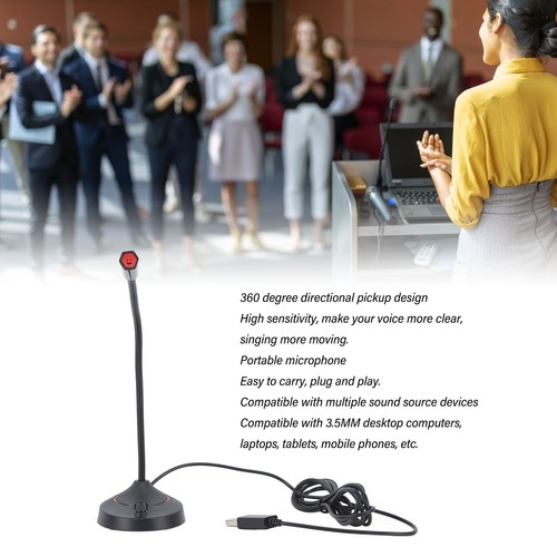 (USB)Gooseneck Wired Microphone Black 360°s Pick Up Desktop Gooseneck XA - Afbeelding 11 van 22